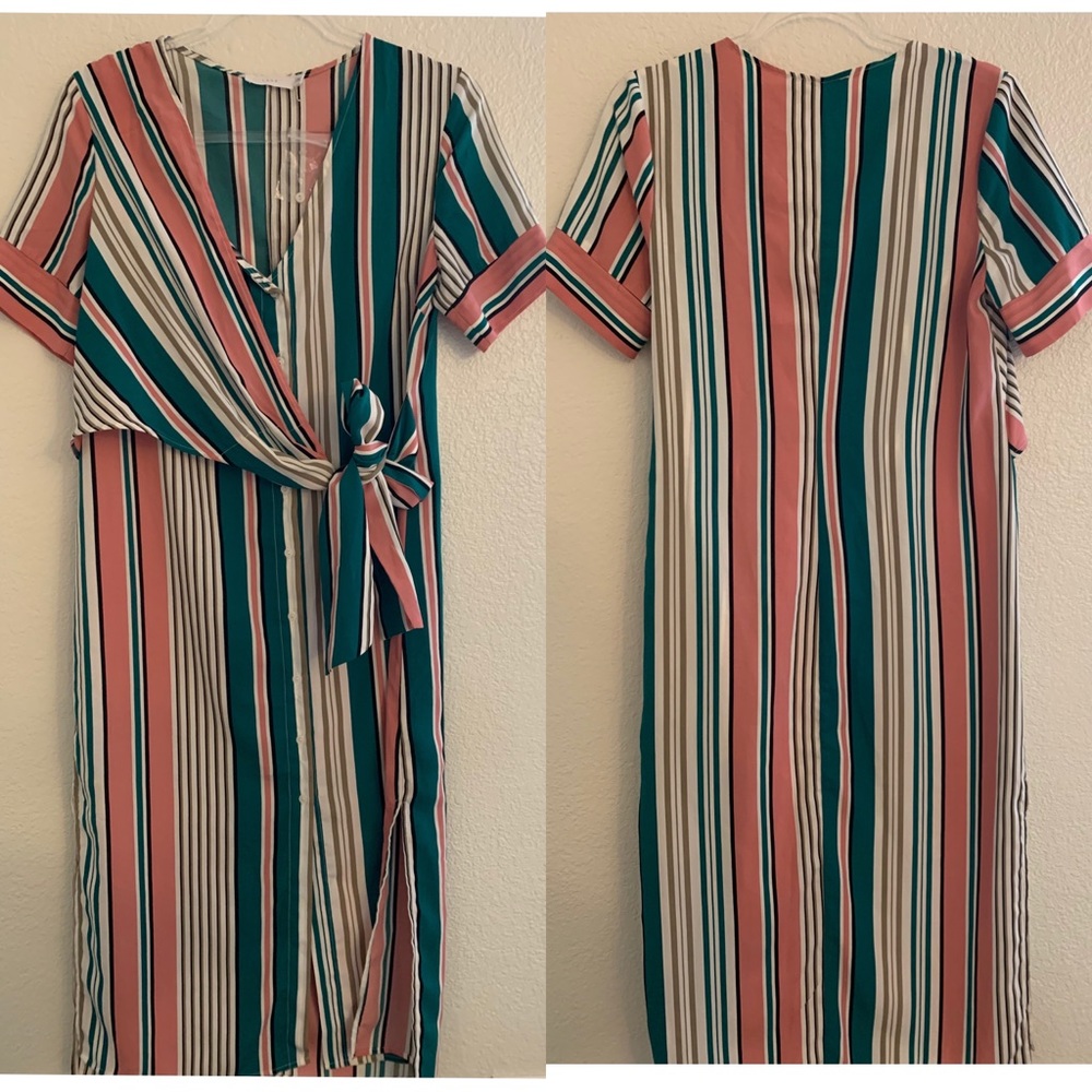 Multicolored high low romper front slits
